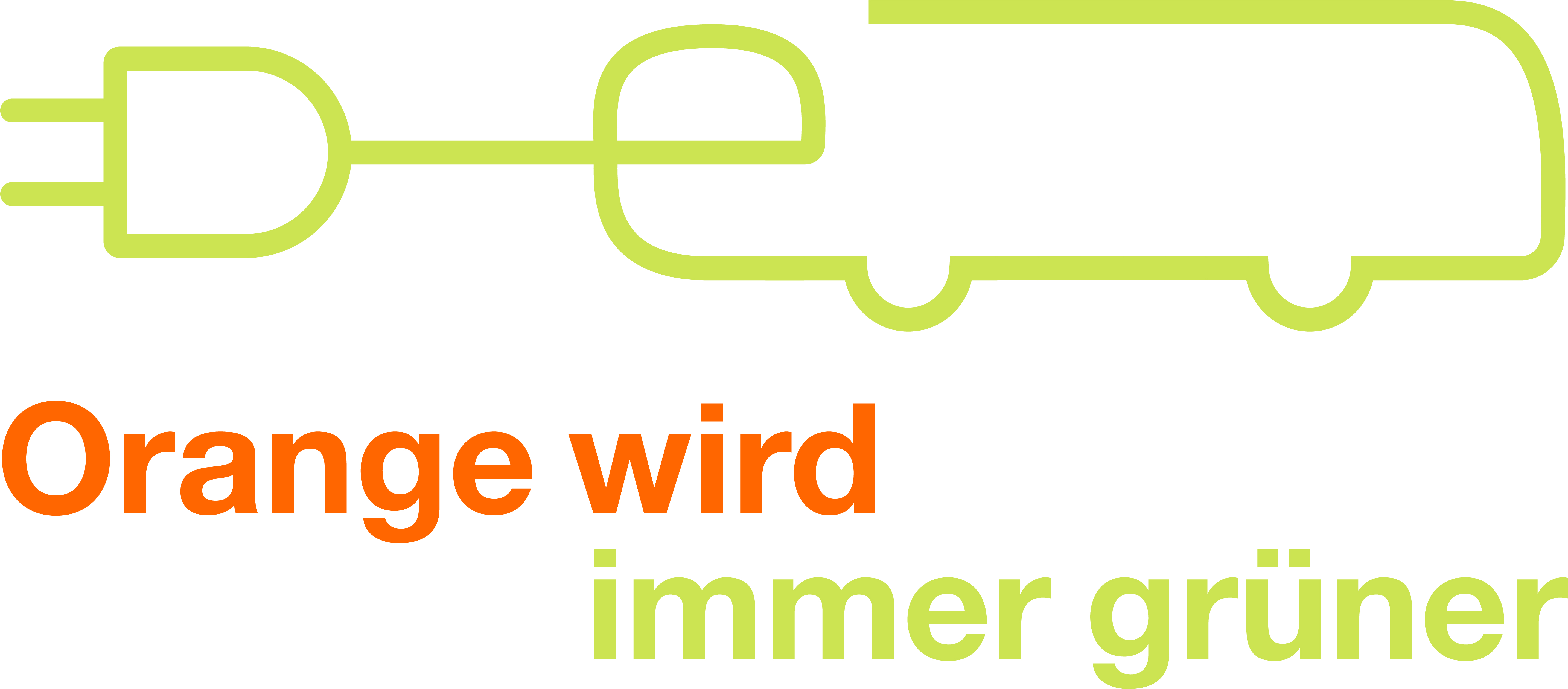 e-Bus Icon und Slogan Orange wird immer grüner