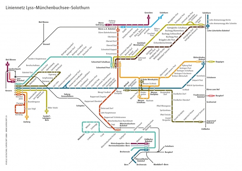 Linienplan Lyss-Münchenbuchsee-Solothurn