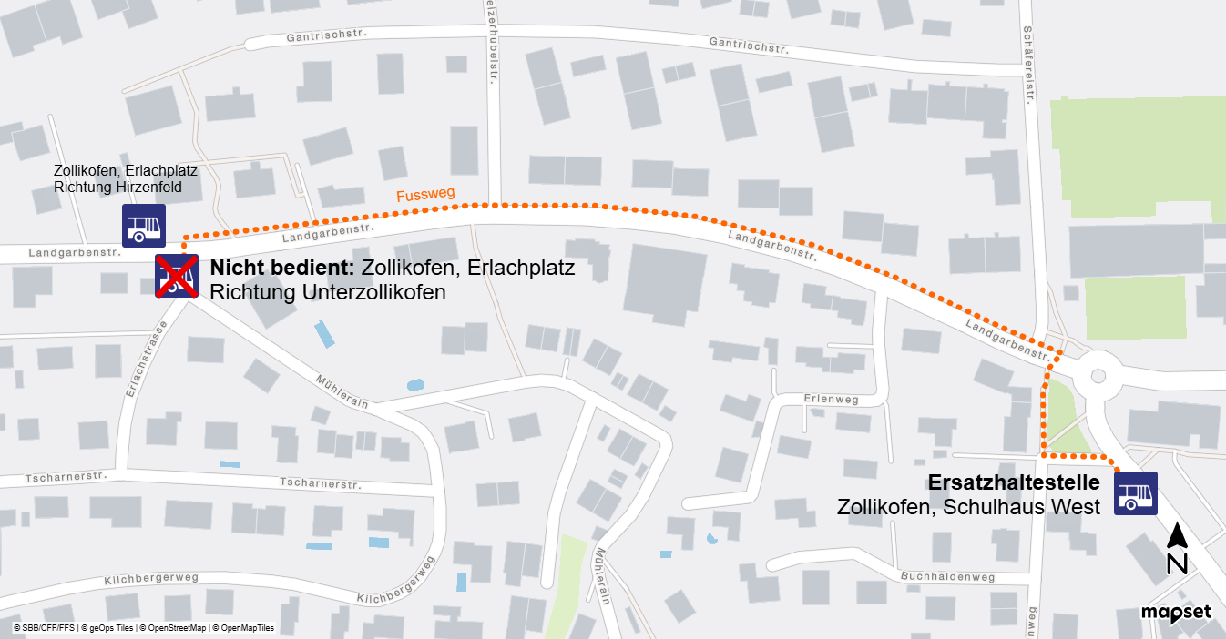 Ersatzhaltestelle Zollikofen Erlacherplatz 19.01.2026