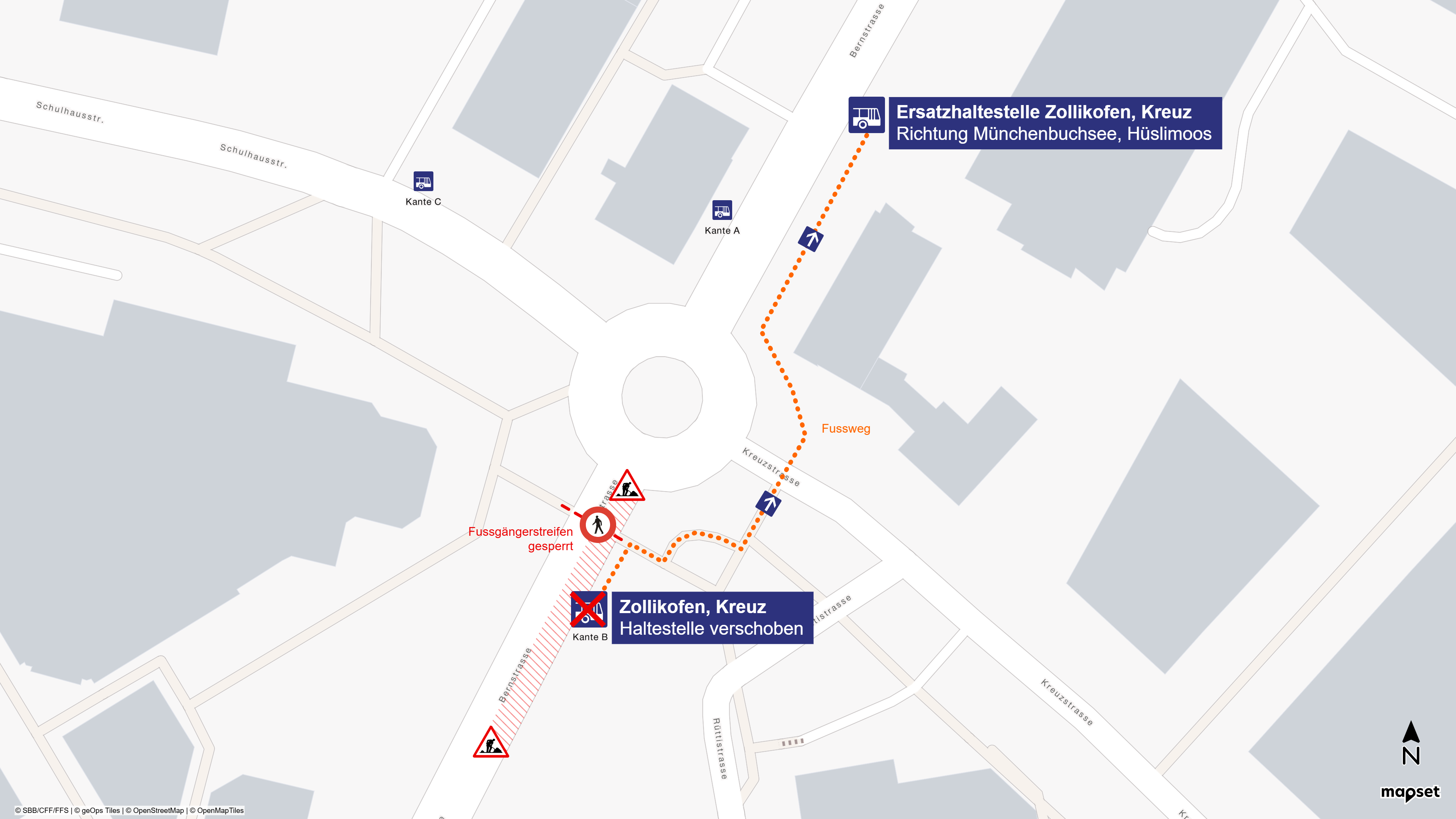 Situationsplan Haltestelle Zollikofen, Kreuz verschoben