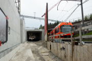 Neue Bahnunterführung mit der darüberliegenden SBB-Bahnlinie Biel–Bern