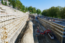 Baugrube Hirschenpark mit Schanzentunnel_1 | RBS, Foto: Sam Bosshard