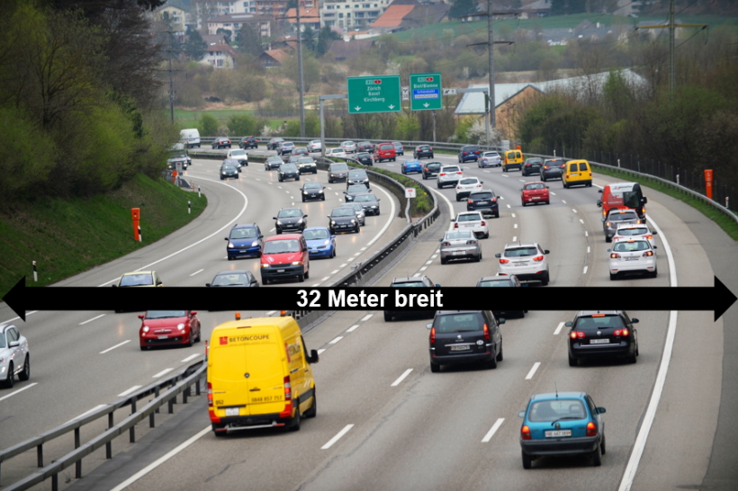 Autobahn A1 Grauholz Strassenbreite 32 Meter