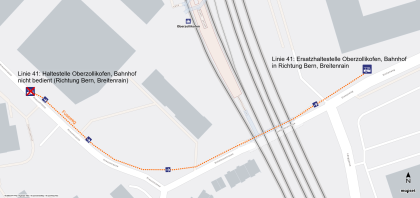 Ersatzhaltestelle Linie 41 - Oberzollikofen, Bahnhof