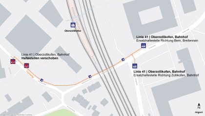 Ersatzhaltestelle | Linie 41 | Oberzollikofen, Bahnhof